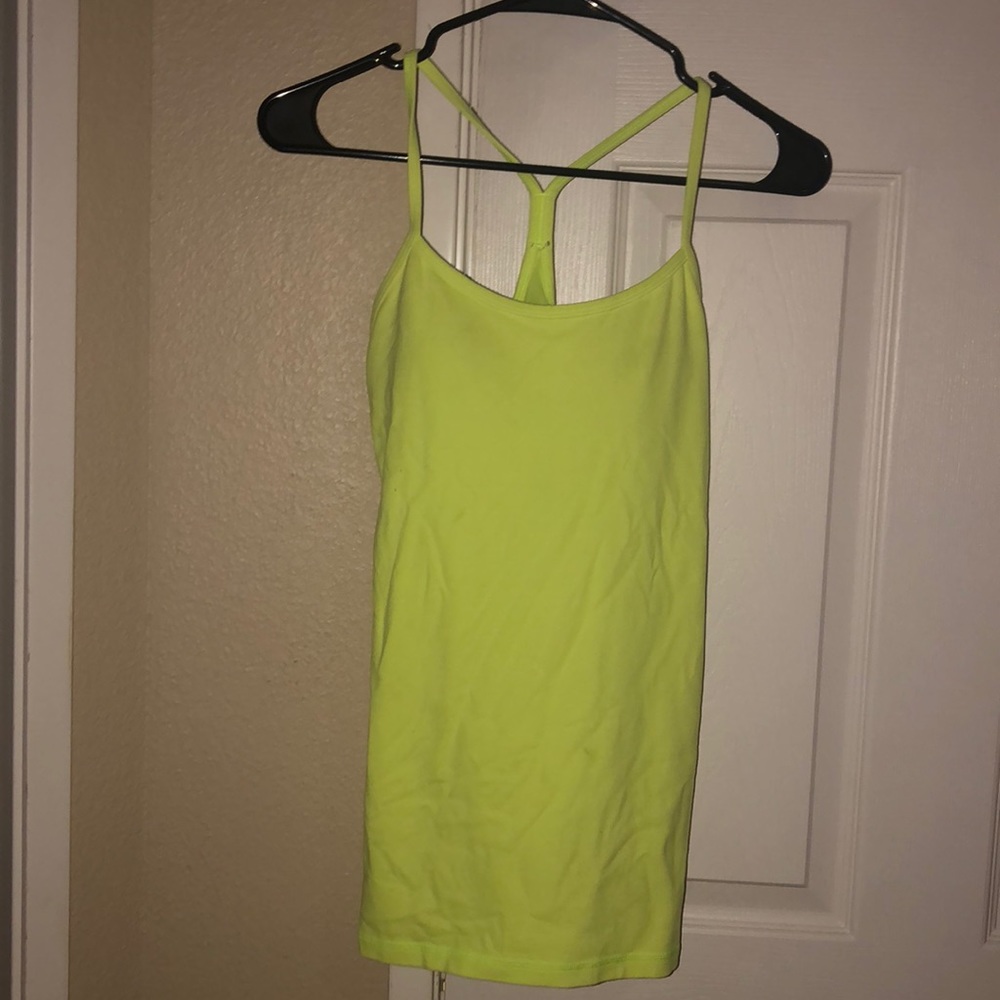 Neon green/yellow lululemon racerback built in bra